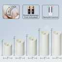 Homemory Outdoor Waterproof Flameless Candles, LED Candles, Battery Operated Candles with Remote and Timers, Electric Fake Plastic Pillar Candles, Ivory White, D3 H4 5" 6" 8" 8", Set of 5