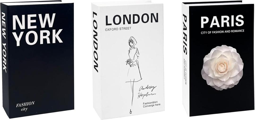 3Pcs Modern and Fashionable Minimalist Decoration Books, Luxury Decoration Fake Books, TV Stand Living Room Bookshelf, Black and White Home Decoration Ornaments
