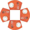 SHACOS Round Table Placemats Set of 4 Wedge Placemats Heat Resistant Woven Vinyl Table Mats for Round Table Wipe Clean (4, Orange)