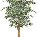VEVOR 5FT Artificial Ficus Tree with Black Pot, Tall Faux Ficus Plant with Natural Wood Trunk and Realistic Green Leaves, Indoor Fake Silk Tree for Home, Office, Living Room, or Corner Dcor