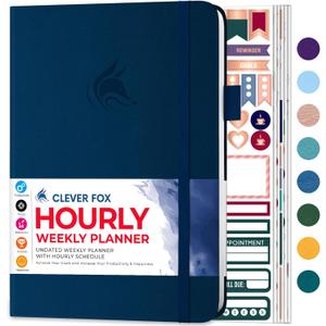 Clever Fox Planner Schedule  Undated Weekly & Monthly Life Planner with Time Slots, Appointment Book & Daily Organizer, A5 (Dark Blue)