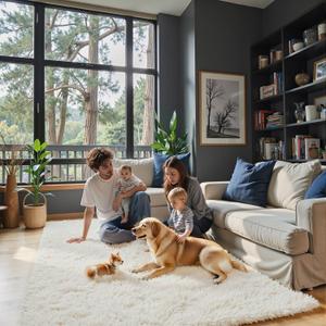Rugs for Bedroom 4x6, Alfombras para Salas Shag Large Plush Soft Area Rug, Shaggy Carpets for Livingroom, Kids Boys Girls Home Decor Aesthetic(Cream, 4 x 6)