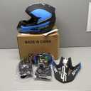 Youth Dirt Bike Helmets DOT Approved Fashion Kids Motocross, ATV, Off-Road, Four Wheelers, BMX Motorcycle Bike Helmets (Goggles Gloves Faceshield) (Medium, YS-Blue)