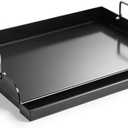 Griddle for Gas Grill, Grill Flat Top Griddle, 17" x 13" Cast Iron Nonstick Griddle Plate, Flat Top Plate Insert with Removable Handles & Grease Groove for Charcoal, Camping, Gas Stove, Tailgating