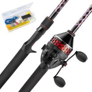KastKing Brutus Fishing Rod and Reel Combo, Spinning & SpinCast Combo, Custom Tackle Kit, Pre-Spooled Line, Brute Tuff 2Pc Blanks, Stainless Steel Guide, EVA Handles, Custom Graphite Reel Seat