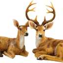 JHVYF 8.8" H Doe & 13" H Resin Buck Statue Deer Garden Decor Animal Decoration Art Dcor for Indoor Outdoor Home Ornaments Office
