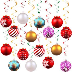 Skylety 36 Pcs Christmas Hanging Foil Swirl Decorations Party Ceiling Foil Swirl Decorations Christmas Ball Sign Snowflake for Ceiling Indoor Outdoor Holiday Party Supplies(Delicate Style)