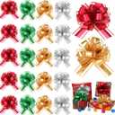 WILLBOND 20 Pieces 6 Inch Pull Bows Gift Wrapping Ribbon Pull Bows for Christmas Wedding Baskets Valentine Multicolor Wrap Accessory for Gift Present Holiday Decor(Green, Red, Gold, Silver)