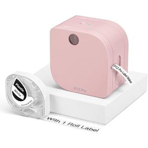 Phomemo P12 PRO Label Maker Machine with Tape, Mini Bluetooth Portable Thermal Labelmaker for Home, Office, Organizing, Kitchen, Wireless Small Label Makers with Multiple Templates, Pink