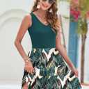 AUSELILY Womens Summer Dresses 2026 Casual Sleeveless Sundress Beach Vacation Flowy Tiered Short Dresses with Pockets (Green, XL)