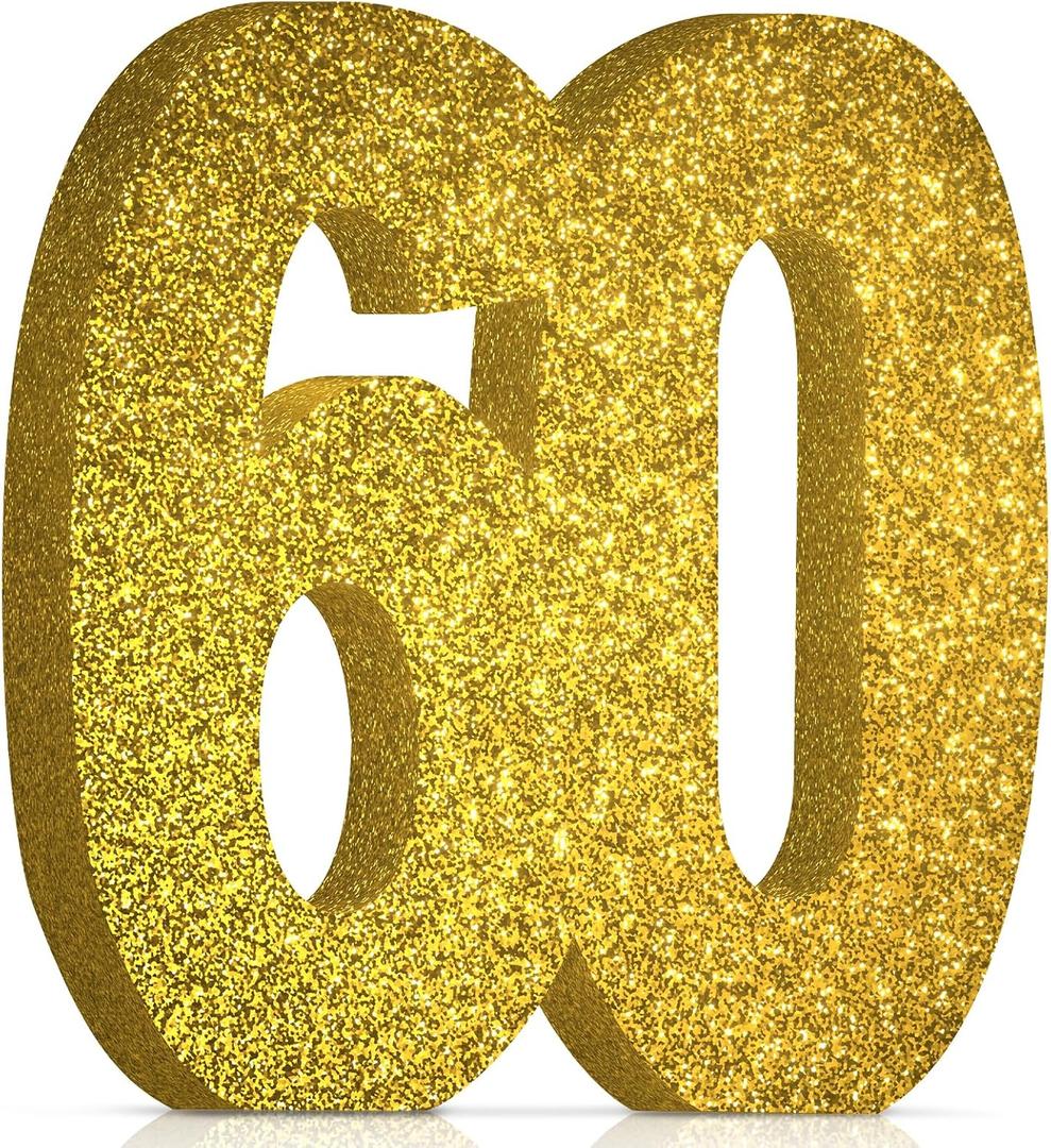 60th Birthday Decorations for Men and Women,60th Anniversary Decorations,Gold Glitter 60th Birthday Party Centerpieces for Table Decorations,60 Table Topper Decor