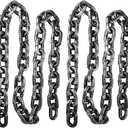 AOFOX Halloween Plastic Chains Props, 2 Pack 6 Ft Plastic Black and Silver Removable Large Plastic Chain Link for Halloween Party Decoration Cosplay Accessory (Style 1)