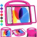 SUPLIK Kids Case for iPad A16 11-Inch 2025 (11th Gen) & iPad 10th Generation (10.9" 2022), Durable Shockproof Stand Cover with Screen Protector/Pencil Holder/Handle for Kids, Pink