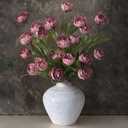 VIERENA 12 Pcs Faux Silk Peony Artificial Flowers for Vase -27", Bulk Fake Peonies Branches with Stems for DIY Bouquet Centerpieces Wedding Fillers Arrangements Shower Decorations (Warm Pink)