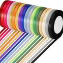 ABSOFINE 18 Colors Satin Ribbon Polyester, 1/4 inch Solid Fabric Ribbon Roll for Gift Wrapping, DIY Crafts, Wedding Christmas Birthday Party Decorations