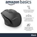 Amazon Basics Portable Wireless Computer Mouse, Ergonomic, 2.4 GHz Optical, DPI Adjustable, Easy to Use, Compatible With PC, Mac, Laptop, Black