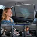 PEYOU Car Window Shades for Baby 2 Pack, Stretchable & Breathable Spandex Rear Side Car Sun Shade for Camping, Blocks UV Rays & Sun Glare for Kids/Adults/Pets - 44.9"X25.6" Fits 99% Cars