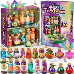 Alritz Fairy Potions Kit for Kids - Magic Potion Making Kit 20 Bottles, Glitter Crystals, Birthday Gifts for Girls 6 7 8 9 10 11 12 Year Old, Creative Craft Indoor Activity Party, Medium, Small