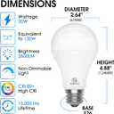 4 Pack 20 Watt Equivalent LED Light Bulb, Super Bright A21 Light Bulb, Warm White 3000K, 2600 High Lumens LED Bulb, Non-Dimmable, E26 Base, UL Listed