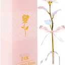 Beferr Gifts for Women Mom Galaxy Rose Glass Crystal Flowers with Heart-Shaped Base Eternal Roses Forever Flowers Mother's Birthday Gifts for Grandma Daughters Wife Sister Kids (Colorful)