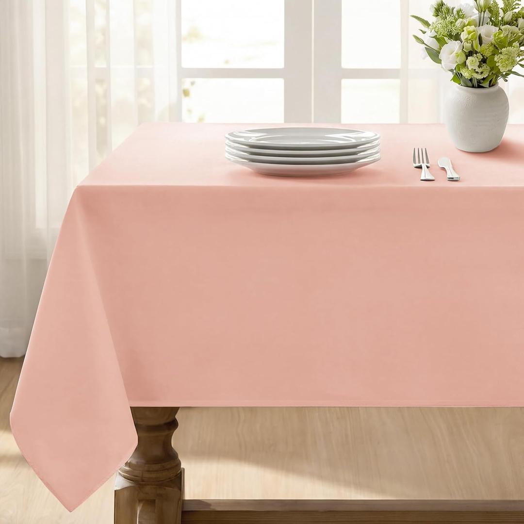Softalker Rectangle Tablecloth, Waterproof & Stain Resistant Table Cloths Wrinkle Free Fabric Washable 210GSM Polyester Table Cover for Spring/Party/Outdoor - 60 x 120 inch,Pink