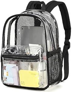 CAMTOP Clear Backpack for Stadium Events Approved 12x6x12 Small Clear Bag Mini Backpacks Purse for festival Concert Work