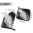3 x Perinsto Black and White Marble Oven Mitts & Pot Holders Kitchen Set Heat Resistant Decorative Cooking Gloves Microwave Oven Gloves for Baking Grilling BBQ