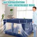 42x42 Inches Puppy Playpen with Gate, Dog Playpen for Puppies or Small Dogs, DogFence Pet Playpen for Indoor & Outdoor, Sturdy Safety DogPen with Thickened Fabric, High-Strength Nylon Wire Mesh (Blue)