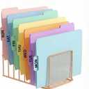 Simmer Stone 2 Pcs Incline File Sorter, 7 Slot Magazine Holder for Letter, Document, Folder and Book, Metal Desktop Organizer Rack for Home, School and Office (2-rose gold)