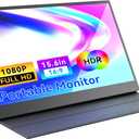 15.6 Inch Portable Monitor FHD 1080P IPS Display with USB C and HDMI Ultra Slim Travel Screen Extender for Laptop and Gaming