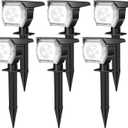 EIUIO Solar Outdoor Lights, 3 Lighting Modes Solar Spot Lights Outdoor with Auto On/Off, Waterproof Landscape Lighting for Garden Yard Pathway, 6 Pieces