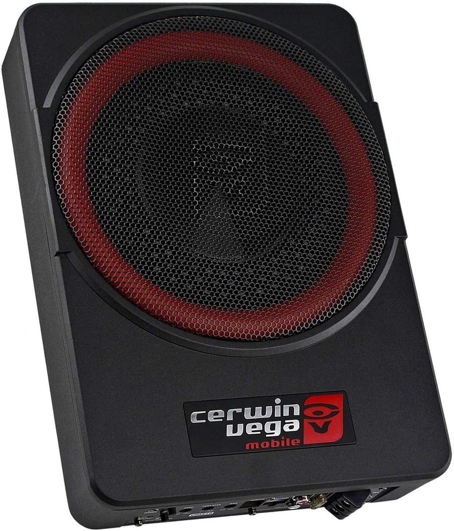 Cerwin Vega VPAS10V2 10" 550W Max / 200W RMS Low Profile Active Powered Subwoofer with Built in Amplifier Module for Working with All Vehicles