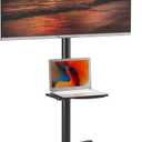 Mobile TV Carts on Wheels for 21-60 Inch Flat/Curved Panel Screens TVs - Height Adjustable Floor Trolley Stand with Shelf Holds up to 77lbs - Max VESA 400x400mm (Black)