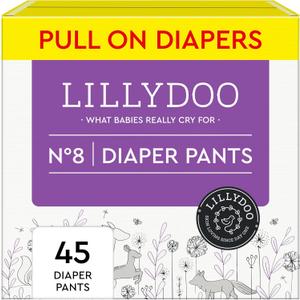 Diaper Pants Toddlers - Size 8 (42+ lbs), Half-Monthly Supply (45 Count), Skin-Friendly, Ultrasoft, Chlorine-Free & Absorbent Diaper Pants