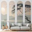 Nuanchu 4 Set Arch MDF Wall Molding Kit 118 x 31.5 Inch Pre-Cut Arch Wainscoting Panel Board and Batten Wall Panel Decor Paintable Accent Kit for DIY Home Bedroom Living Room Decor