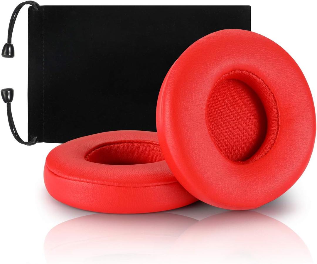 Replacement Earpad Cover,Ear Cushion Pads Compatible with Solo 2.0 3.0 Headphones by Dr. DRE 1 Pair (Red)