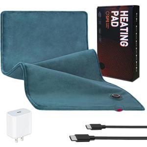 12V Heating Pad for Back, Neck, Period Cramps Pain Relief,USB C Heating Pad with 2hrs Auto Shut Off, 3 Heating Levels,Moist Infrared Heating Pads,11.8" x23.6No Built-in Battery Color May Vary