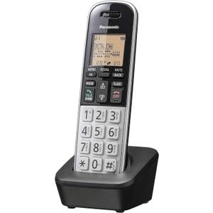 Panasonic Compact Cordless Phone with DECT 6.0, 1.6" Amber LCD and Illuminated HS Keypad, Call Block, Caller ID, Multiple Display Languages - 1 Handset - KX-TGB810S (Black/Silver)