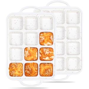 2 Pcs Brownie Pan With Dividers Silicone Nonstick Mini Individual 12 Cup Square Muffin Cupcake Pans with Metal Frame(Cream)
