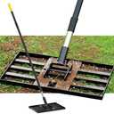 BlumeTrec Lawn Leveling Rake, 17"x10" Heavy Duty Sand Leveling Tool with 6.7FT Stainless Steel Long Handle, Golf Rake for Soil, Compost, Gravel, Lawn Leveler for Yard, Garden, Landscaping Level Tool, 4 Pack