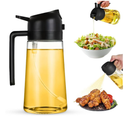 2-in-1 Olive Oil Dispenser Bottle, Spray and Pour, Multi-Use Kitchen Gadget, Food-Grade, Salad Dressing, Air Fryer, Healthy, BBQ, Barbecue (Black)