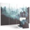Wall Art Acoustic Panels,70''×47''Sound Absorbing Panels-8-Pack with 60 Adhesive Tabs, Panels for Living Room and Recording Studio-Foggy Nature Forest