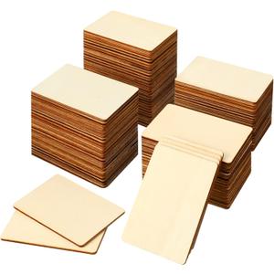 100 Pieces Wood Rectangles for Crafts 3 x 2 Inch Blank Wood Pieces Unfinished Blanks Round Corner Wooden Cutout Tile Small Wooden Sheets for DIY Craft Project Engraving Decoration