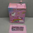 efubaby Large Jewelry Box for Girls 5-Layer Music Box with Spinning Ballerina Unicorn Necklace & Bracelet Set Kids Jewelry Organizer Birthday Christmas Gift for 5-8 Year Old Girls(Pink&Blue)