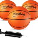 PlayBolt Size 3 Mini Basketballs (1 Pack) - 7-Inch Junior Rubber Basketball Set w/Pump - Youth Beginner Kids Basketballs for Backyard Pool Parties, Arcade Games, Practice & Play