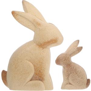 2PCS DIY Easter Bunny Decor, Unfinished Wooden Bunny Figurines for Painting, Blank White Embryo Rabbit Wooden Crafts for Spring Table Decorations, Kids Arts and Crafts, Easter Gift for Home Office