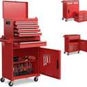 5-Drawer Rolling Tool Chest with Lock, Detachable Tool Cabinet Cart with Wheels, High Capacity Locking Tool Cart Organizer for Garage, Workshop Warehouse Storage​ Red