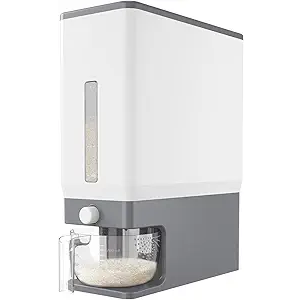 Lifewit Rice Dispenser 25 Lbs(11.3kg), Rice Storage Container Sealed Moisture Proof with Measuring Cup for Kitchen Pantry Household, BPA-Free, 1 Pack White