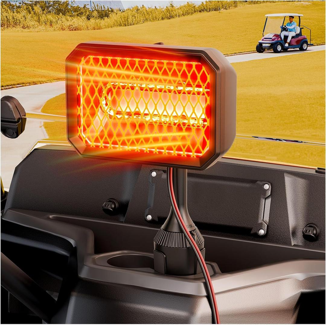 Golf Cart Heater, 36V Electric Battery Operated Heater for Golf Cart Accessories, 400W Safe & Quiet Carbon Fiber Heating, Compatible with Club Car/Yamaha/EZGO