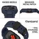 amBand Compatible with Apple Watch Series 9/8/7/6/5/4 & SE 3/2/1 41mm/40mm Band Case for Men, M1 Sport Rugged Case with Strap Military Protective Cover Bumper for iWatch 41/40 mm - Navy Blue